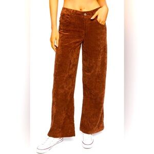RUST Wide Leg Corduroy Pants High Waisted Brown 27 4